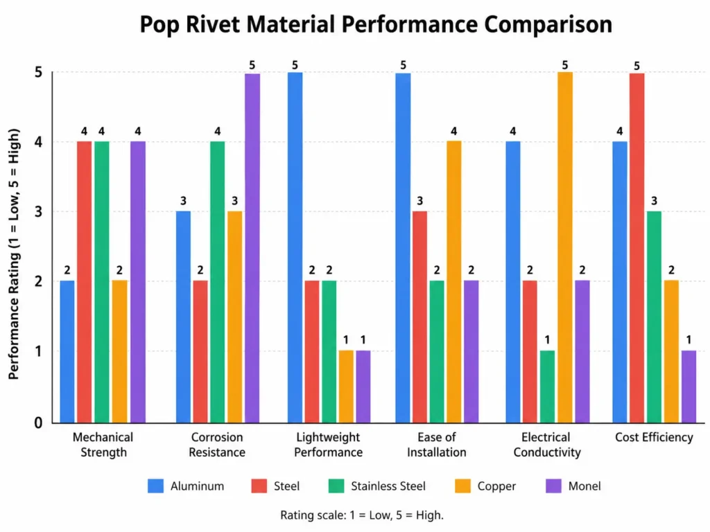 Pop Rivet Material Comparison by Performance