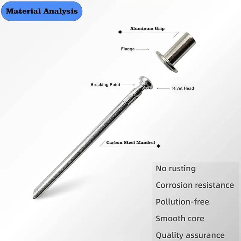 Steel Blind Rivets Body and Steel Blind Rivets Mandrel Materials