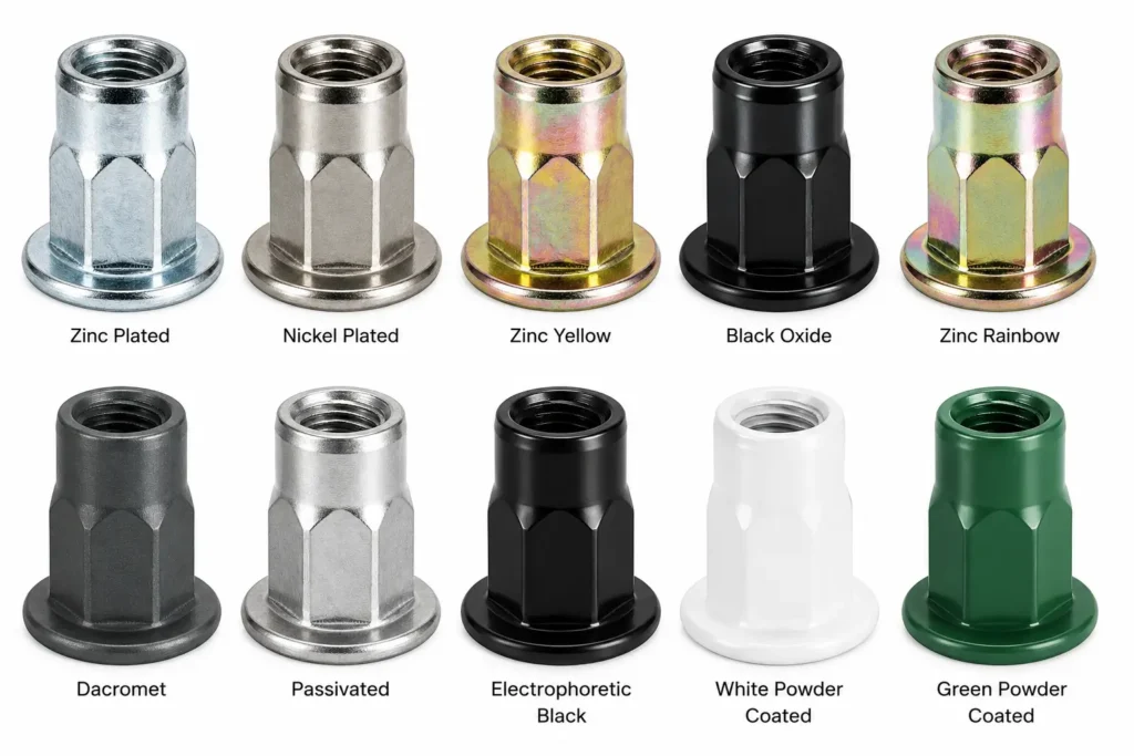 Flat Head Rivet Nuts Surface Finish Options