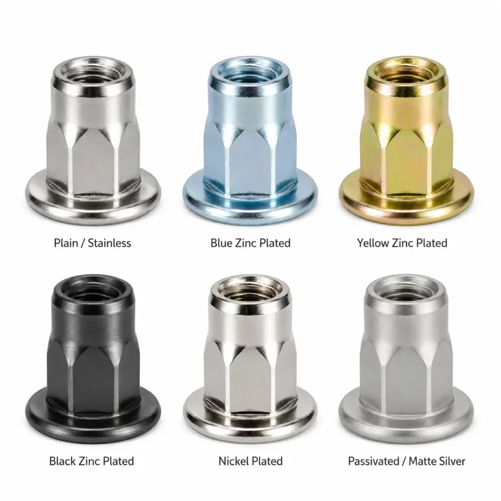 Surface Finishes for Half Hex Rivet Nuts